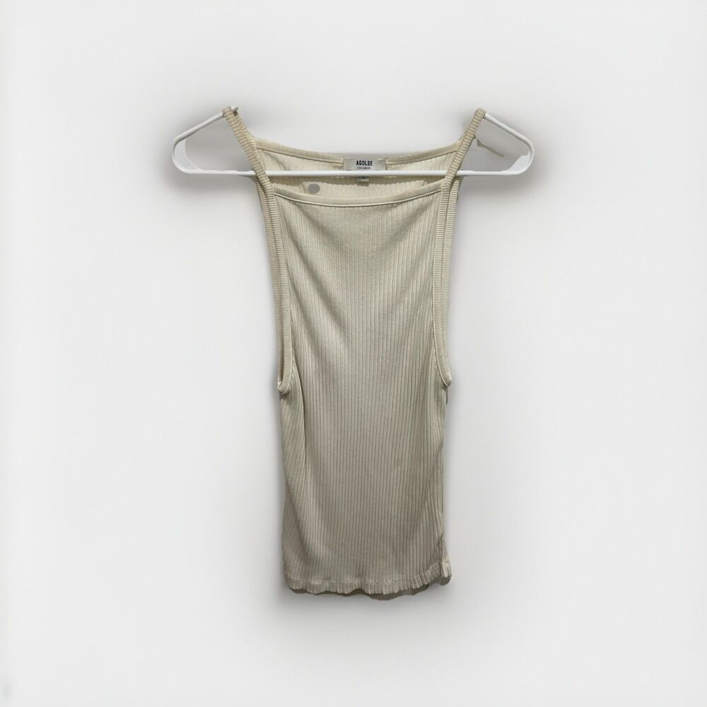 Agolde Women's Ribbed Mina Tank Square neck Size Small Off white